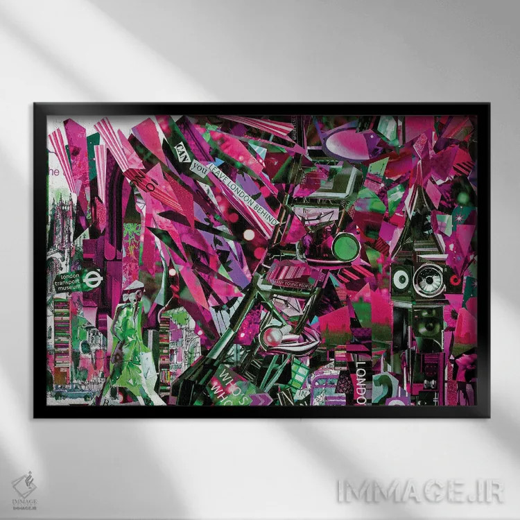 تابلو دکوراتیو روز بارانی در لندن اثر گلیل - نمای قابدار مشکی