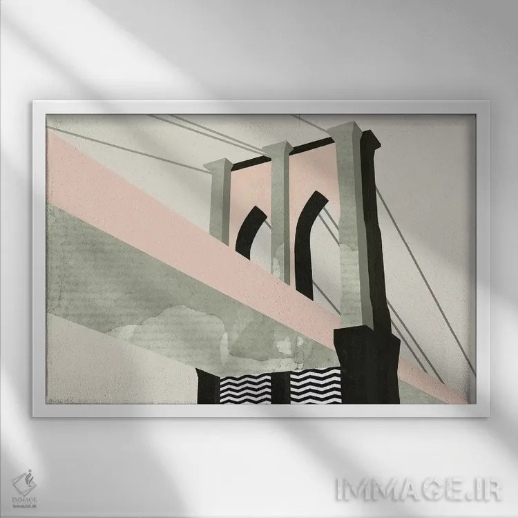 تابلو مدرن نیویورک گرافیکی ۴ اثر گرین لیلی - نمای قابدار سفید