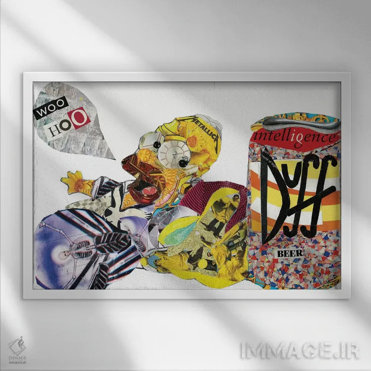 تابلو دکوراتیو هومر سیمپسون اثر گلیل - نمای قابدار سفید