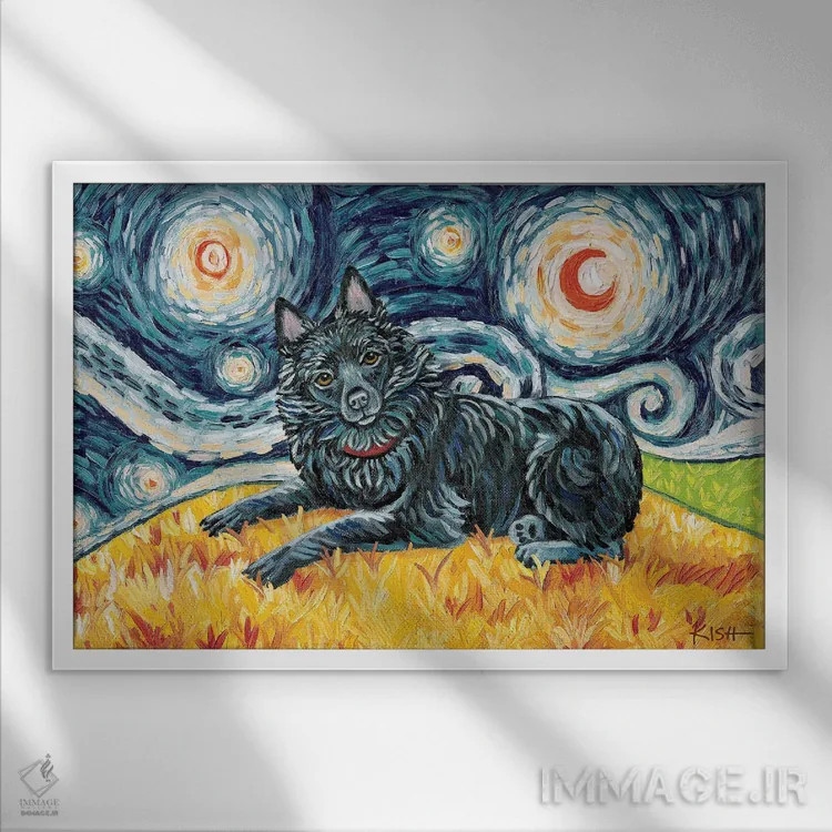 تابلو دکوراتیو شیپرک در یک شب پرستاره اثر گرچن کیش سرانو - نمای قابدار سفید