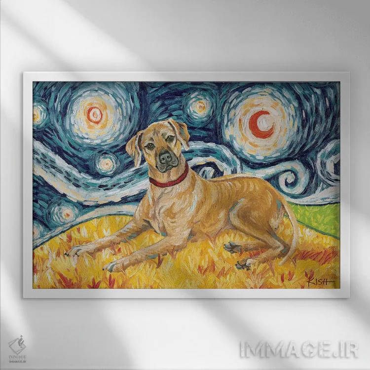 تابلو دکوراتیو رودزین ریج بک در یک شب پرستاره اثر گرچن کیش سرانو - نمای قابدار سفید