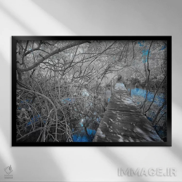 تابلو دکوراتیو پیاده رو چوبی اثر گلاوکو منهالی - نمای قابدار مشکی