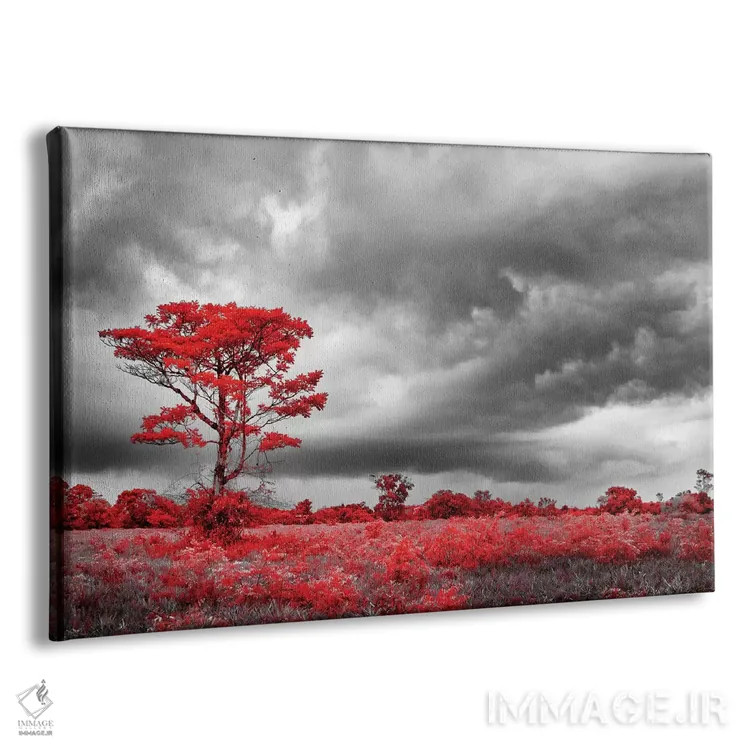 تابلو دکوراتیو درخت قرمز اثر گلاوکو منهالی - نمای پرسپکتیو محصول