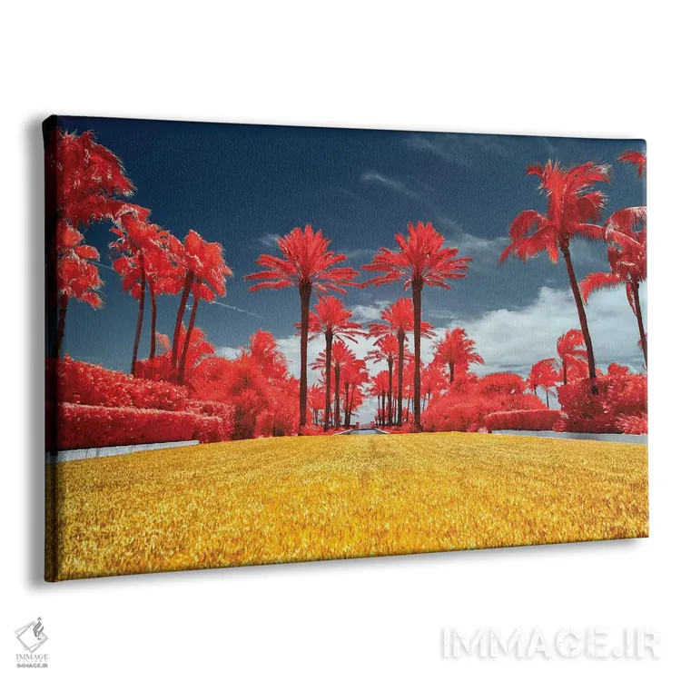 تابلو دکوراتیو نخل های قرمز اثر گلاوکو منهالی - نمای پرسپکتیو محصول
