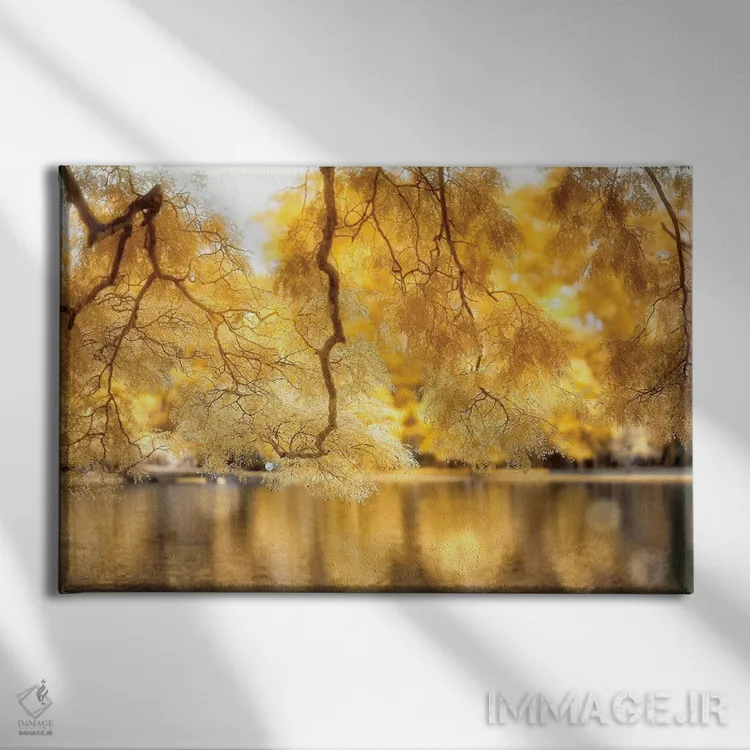 تابلو دکوراتیو برگ های زرد اثر گلاوکو منهالی - نمای روبهرو روی دیوار