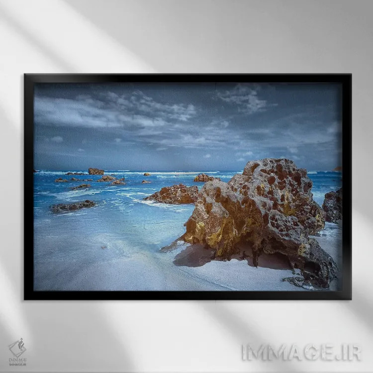 تابلو دکوراتیو سنگ ها اثر گلاوکو منهالی - نمای قابدار مشکی