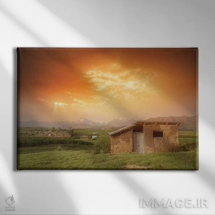 تابلو دکوراتیو آسمان نارنجی اثر گلاوکو منهالی - نمای روبهرو روی دیوار