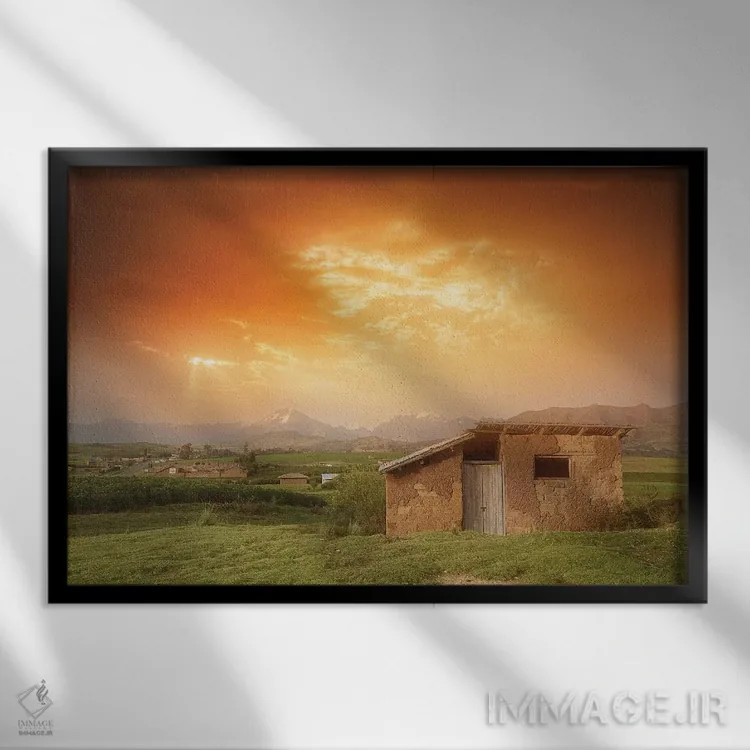 تابلو دکوراتیو آسمان نارنجی اثر گلاوکو منهالی - نمای قابدار مشکی