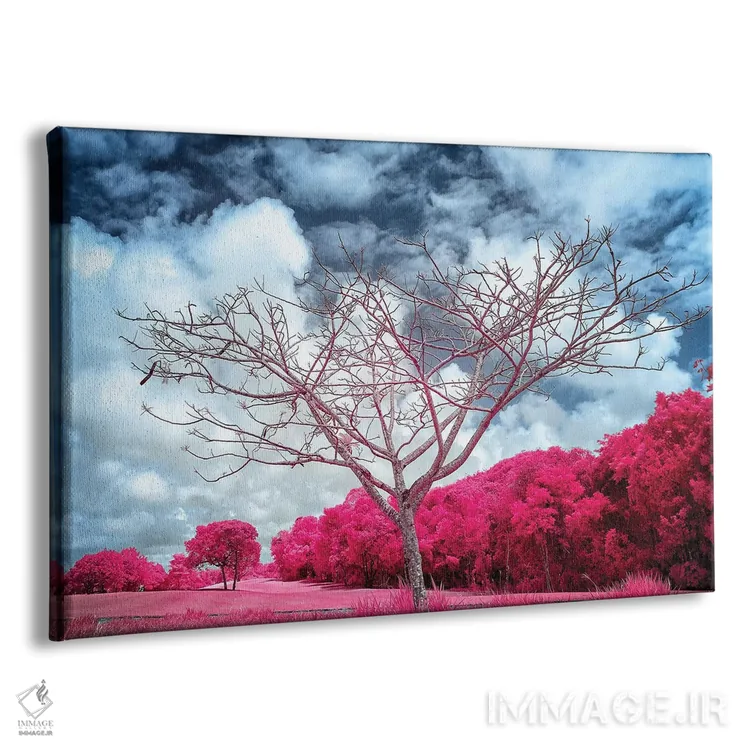 تابلو دکوراتیو درخت خشک سرخابی اثر گلاوکو منهالی - نمای پرسپکتیو محصول