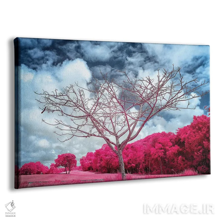 تابلو دکوراتیو درخت خشک سرخابی اثر گلاوکو منهالی - نمای پرسپکتیو محصول