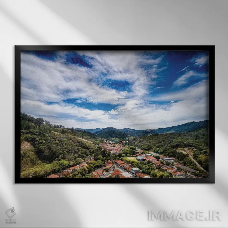 تابلو دکوراتیو منظره شماره ۱۱ اثر گلاوکو منهالی - نمای قابدار مشکی