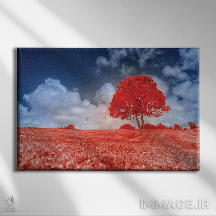 تابلو دکوراتیو درخت قرمز اثر گلاوکو منهالی - نمای روبهرو روی دیوار