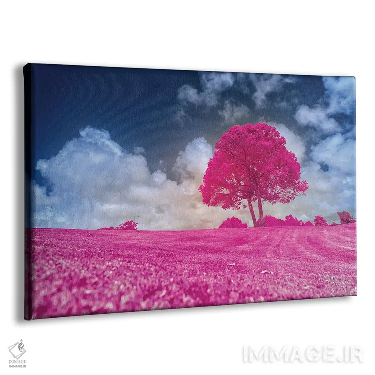 تابلو دکوراتیو درخت صورتی اثر گلاوکو منهالی - نمای پرسپکتیو محصول