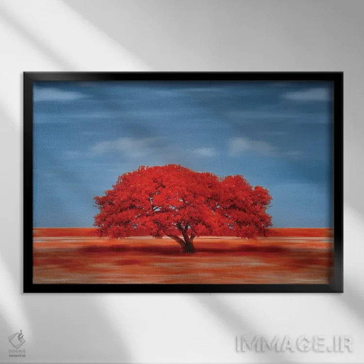 تابلو دکوراتیو بانویی با لباس قرمز اثر گلاوکو منهالی - نمای قابدار مشکی