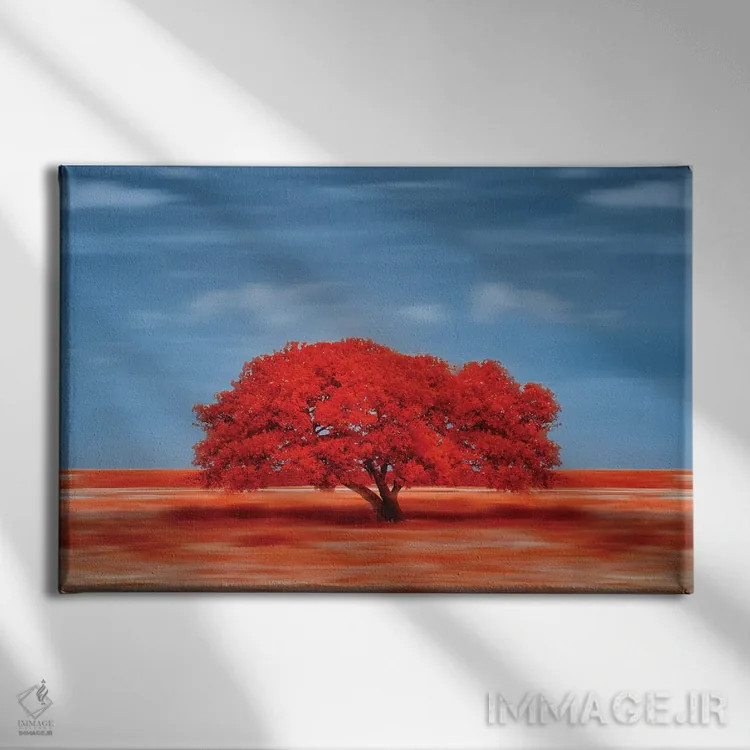 تابلو دکوراتیو بانویی با لباس قرمز اثر گلاوکو منهالی - نمای روبهرو روی دیوار