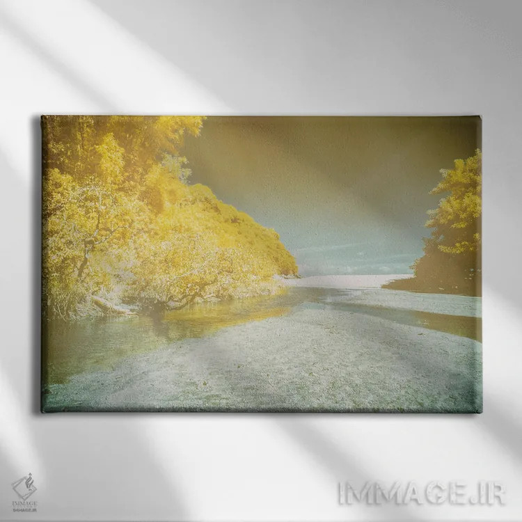 تابلو دکوراتیو ساحل شبیه بوم نقاشی اثر گلاوکو منهالی - نمای روبهرو روی دیوار