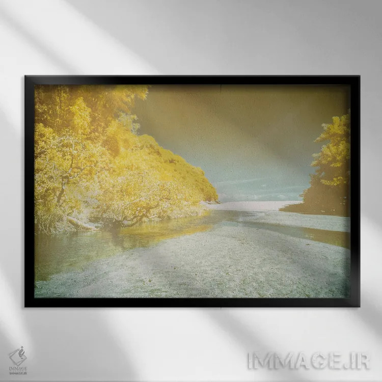 تابلو دکوراتیو ساحل شبیه بوم نقاشی اثر گلاوکو منهالی - نمای قابدار مشکی