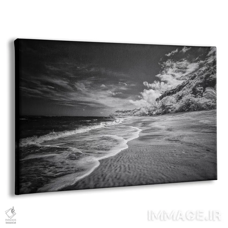 تابلو دکوراتیو ساحل سیاه و سفید اثر گلاوکو منهالی - نمای پرسپکتیو محصول