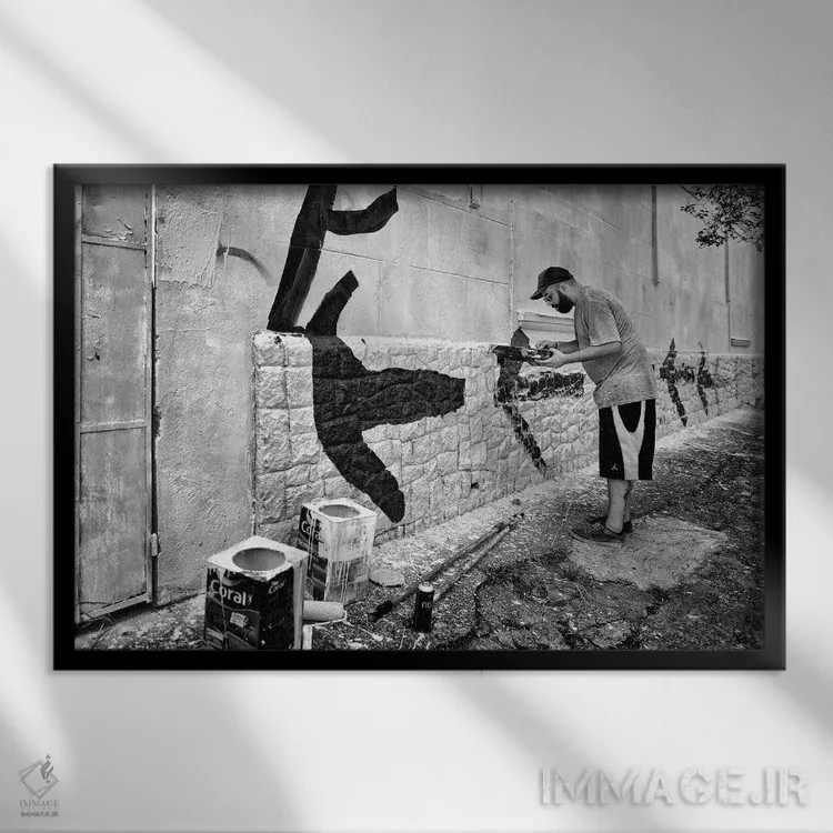 تابلو دکوراتیو خیابان های سائوپائولو XCII اثر گلاوکو منهالی - نمای قابدار مشکی