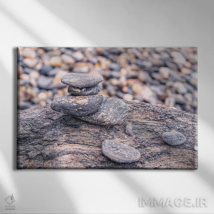 تابلو دکوراتیو سنگ های ذن اثر گلاوکو منهالی - نمای روبهرو روی دیوار