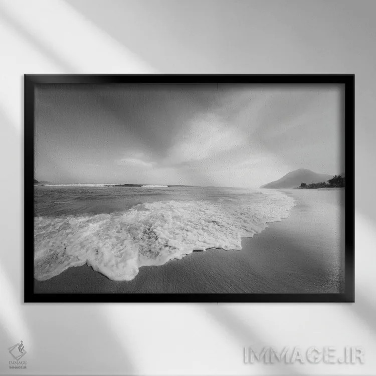 تابلو دکوراتیو ساحل رویایی اثر گلاوکو منهالی - نمای قابدار مشکی