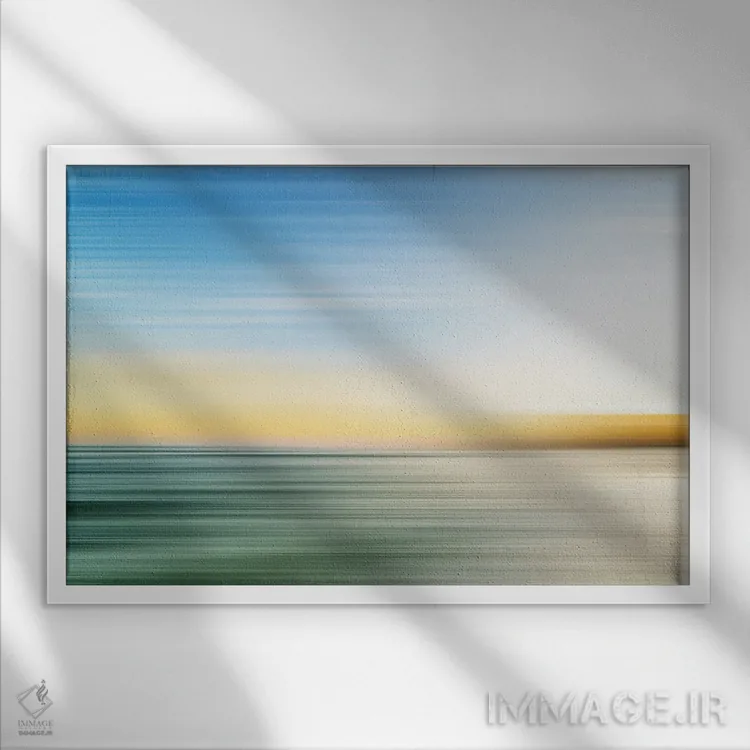 تابلو انتزاعی اسکله هیزل اثر گلاوکو منهالی - نمای قابدار سفید