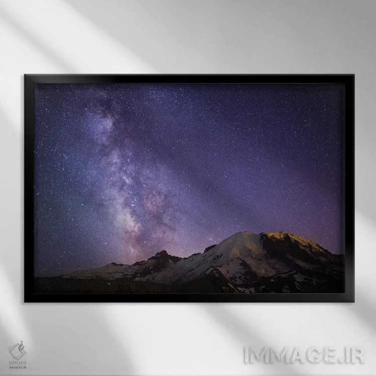 تابلو دکوراتیو Mount Rainier National Park, Washington, USA,راه شیری از کوه ر… اثر گری لوهم - نمای قابدار مشکی