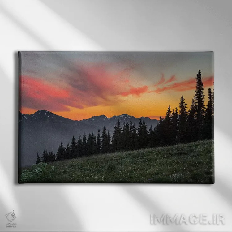 تابلو دکوراتیو Olympic National Park, Washington, USA,غروب باشکوه از ریج هوری… اثر گری لوهم - نمای روبهرو روی دیوار