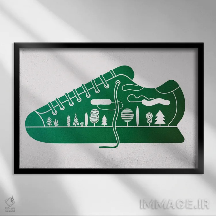 تابلو مینیمال ضربه اثر گرگ مابلی - نمای قابدار مشکی