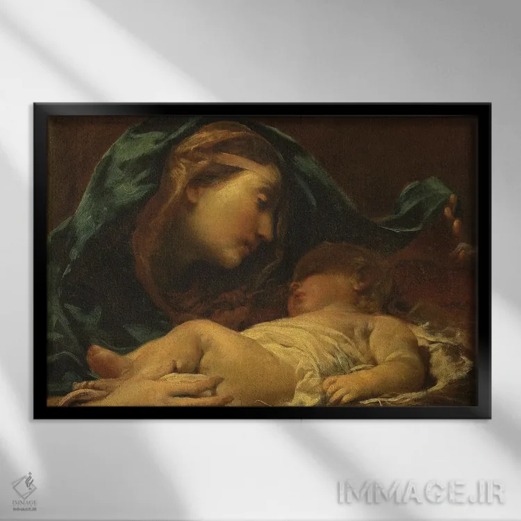تابلو کلاسیک مریم مقدس و کودک اثر جوزپه ماریا کرسپی - نمای قابدار مشکی