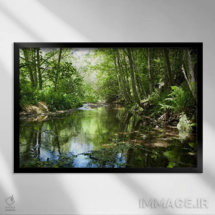 تابلو دکوراتیو منظره کنار آب ۳ اثر گولی میامی - نمای قابدار مشکی