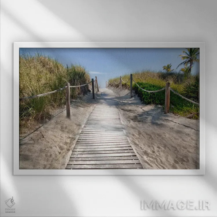 تابلو دکوراتیو منظره کنار آب ۴ اثر گولی میامی - نمای قابدار سفید