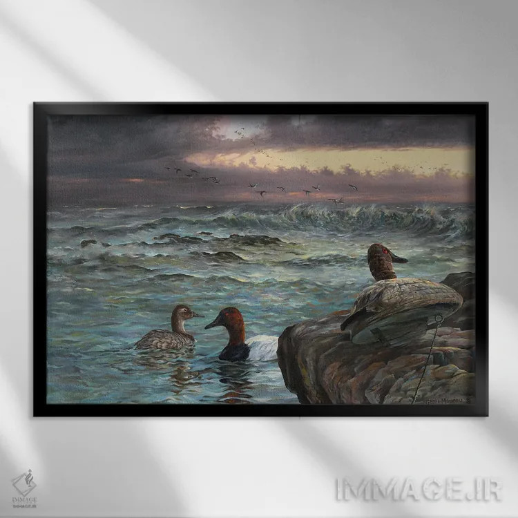 تابلو دکوراتیو در حال نگه داشتن اثر جف مووری - نمای قابدار مشکی