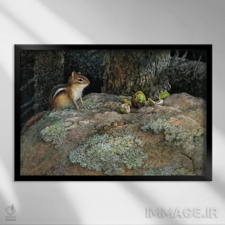 تابلو دکوراتیو فندق شکن اثر جف مووری - نمای قابدار مشکی