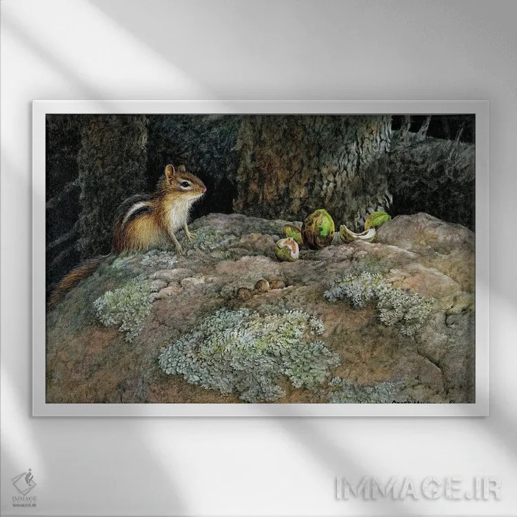 تابلو دکوراتیو فندق شکن اثر جف مووری - نمای قابدار سفید