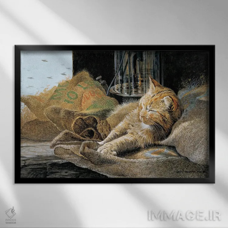 تابلو دکوراتیو رعد در انبار اثر جف مووری - نمای قابدار مشکی