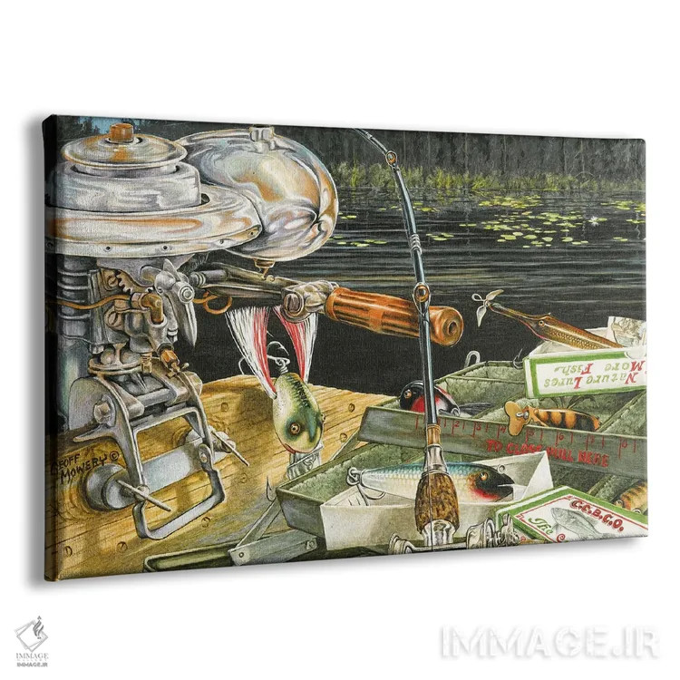 تابلو دکوراتیو تستر طعمه ماهی نهر چاب اثر جف مووری - نمای پرسپکتیو محصول
