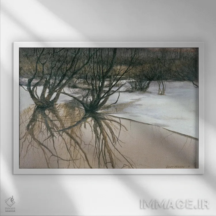 تابلو دکوراتیو اراضی باتلاقی اثر جف مووری - نمای قابدار سفید