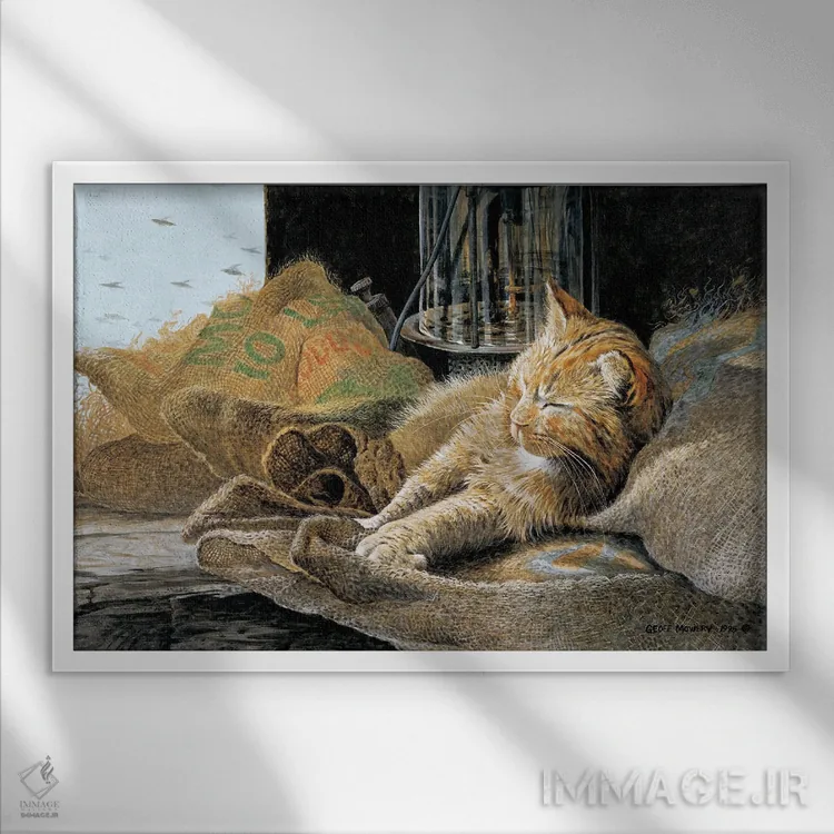 تابلو دکوراتیو رعد در انبار اثر جف مووری - نمای قابدار سفید