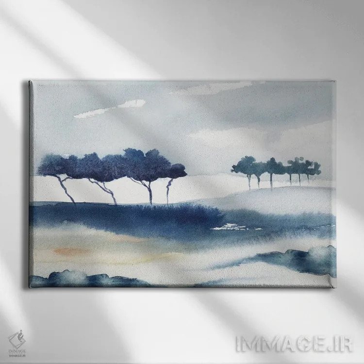 تابلو مینیمال منظره انتزاعی در زمستان اثر مارکو گونزالز - نمای روبهرو روی دیوار