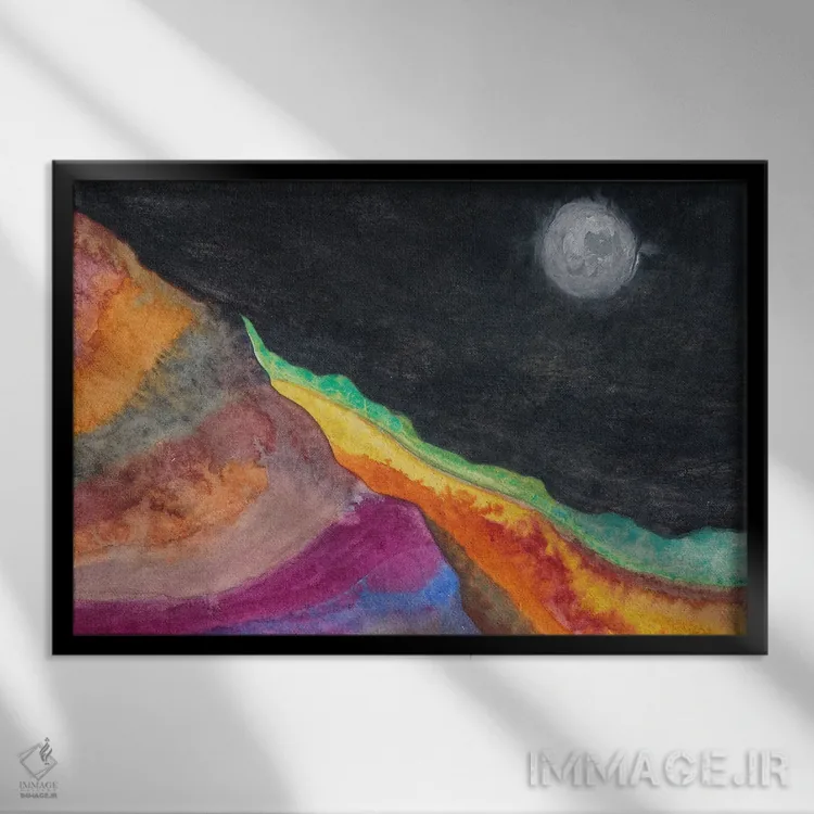 تابلو انتزاعی نقاشی منظره سوم اثر مارکو گونزالز - نمای قابدار مشکی
