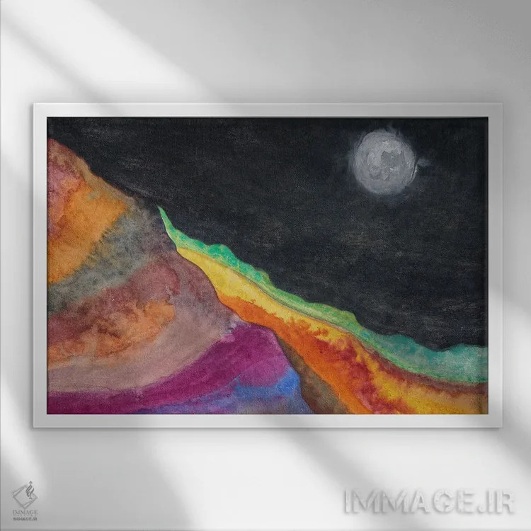 تابلو انتزاعی نقاشی منظره سوم اثر مارکو گونزالز - نمای قابدار سفید