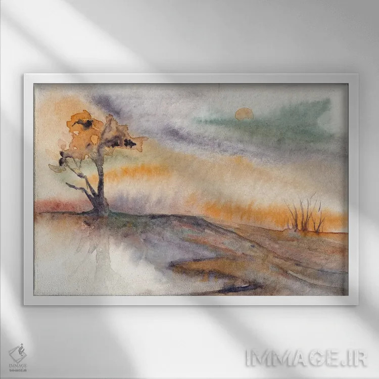 تابلو انتزاعی نقاشی منظره پنجم اثر مارکو گونزالز - نمای قابدار سفید