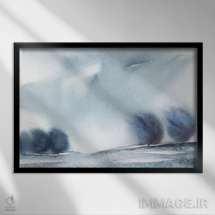 تابلو مینیمال درختان انتزاعی مینیمال اثر مارکو گونزالز - نمای قابدار مشکی