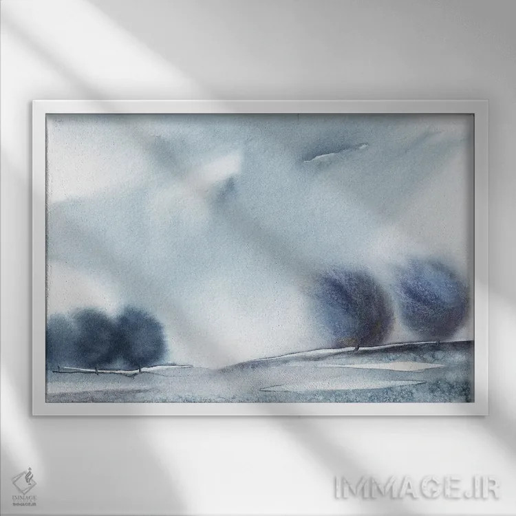 تابلو مینیمال درختان انتزاعی مینیمال اثر مارکو گونزالز - نمای قابدار سفید