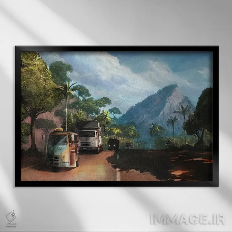 تابلو دکوراتیو ساعت شلوغی اثر استیو گود - نمای قابدار مشکی