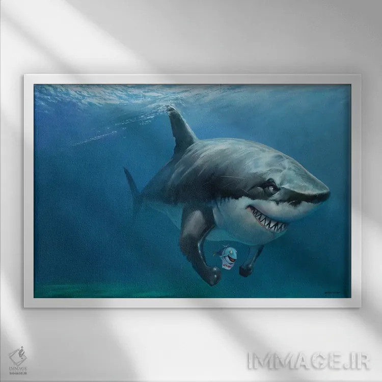 تابلو دکوراتیو بیایید غذا بخوریم اثر استیو گود - نمای قابدار سفید