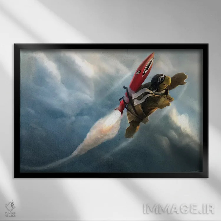 تابلو دکوراتیو پیشی گرفتن از ابرها اثر استیو گود - نمای قابدار مشکی