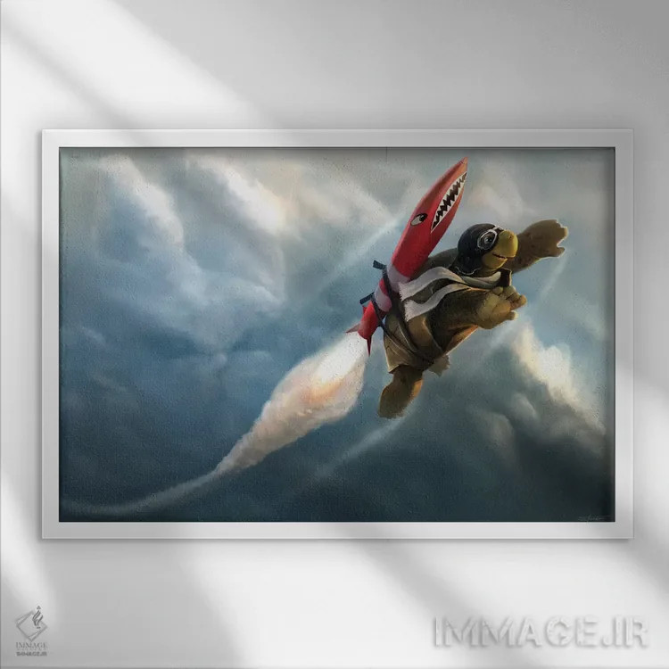 تابلو دکوراتیو پیشی گرفتن از ابرها اثر استیو گود - نمای قابدار سفید