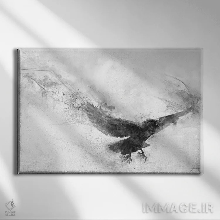 تابلو دکوراتیو پرواز کلاغ اثر استیو گود - نمای روبهرو روی دیوار